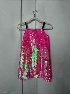 Milly Hot Pink Sequin Party Top with Black Straps